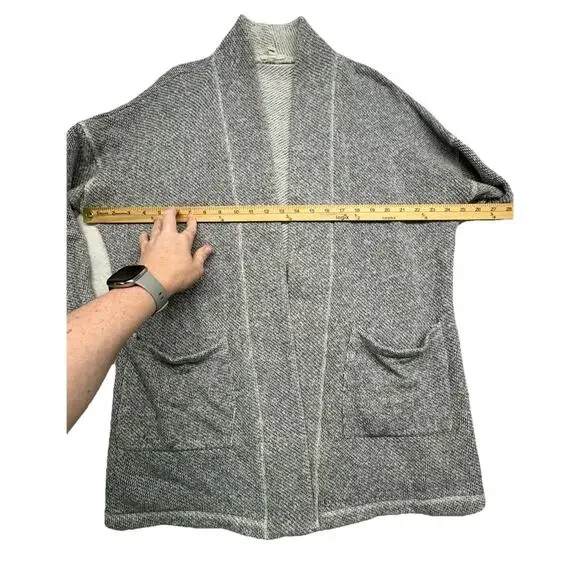 Eileen Fisher Size M Grey Heather Organic Cotton Terry Shawl Collar Jacket - Picture 5 of 8